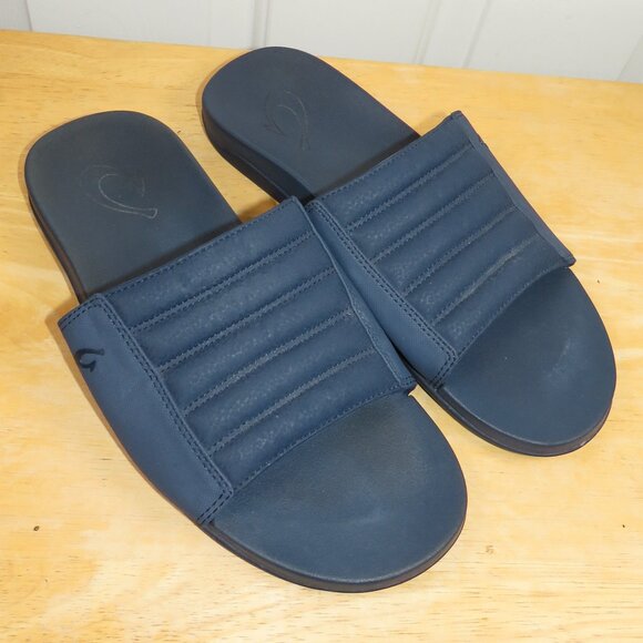Olukai Maha'Olu-M Blue Mens Slide Sandals US 9 EUR 42 Comfort - Picture 1 of 6